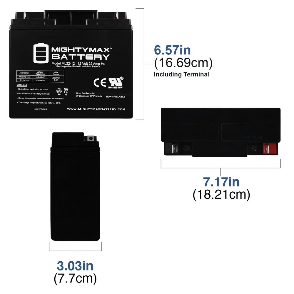 Mighty Max 12V 22AH SLA Battery Replacement for Matco Tools PS2200JS JumpStarter