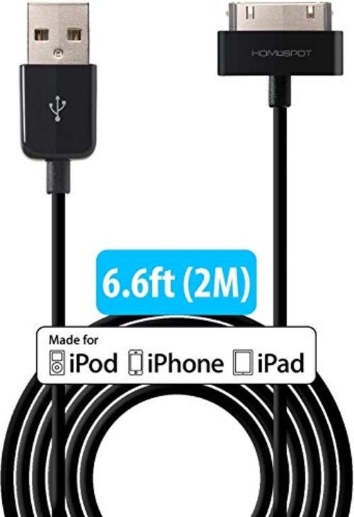 Sync & Charge 30 pin to USB Cable 6.6ft (2M) Extra Long Charging Cable