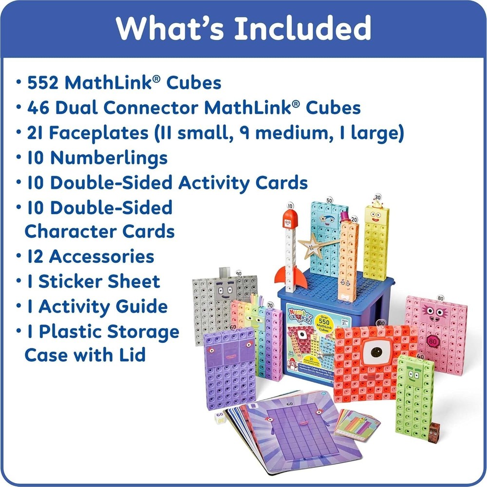 hand2mind Numberblocks Heroes with Zeroes MathLink Cubes Activity Set Preschool