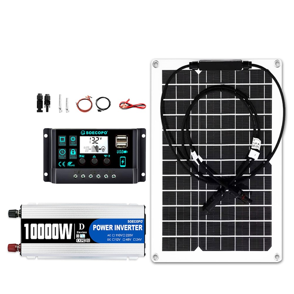 SOECOPO 10000W High-Efficiency Solar Kit Flexible Panels 100A Controller 12V