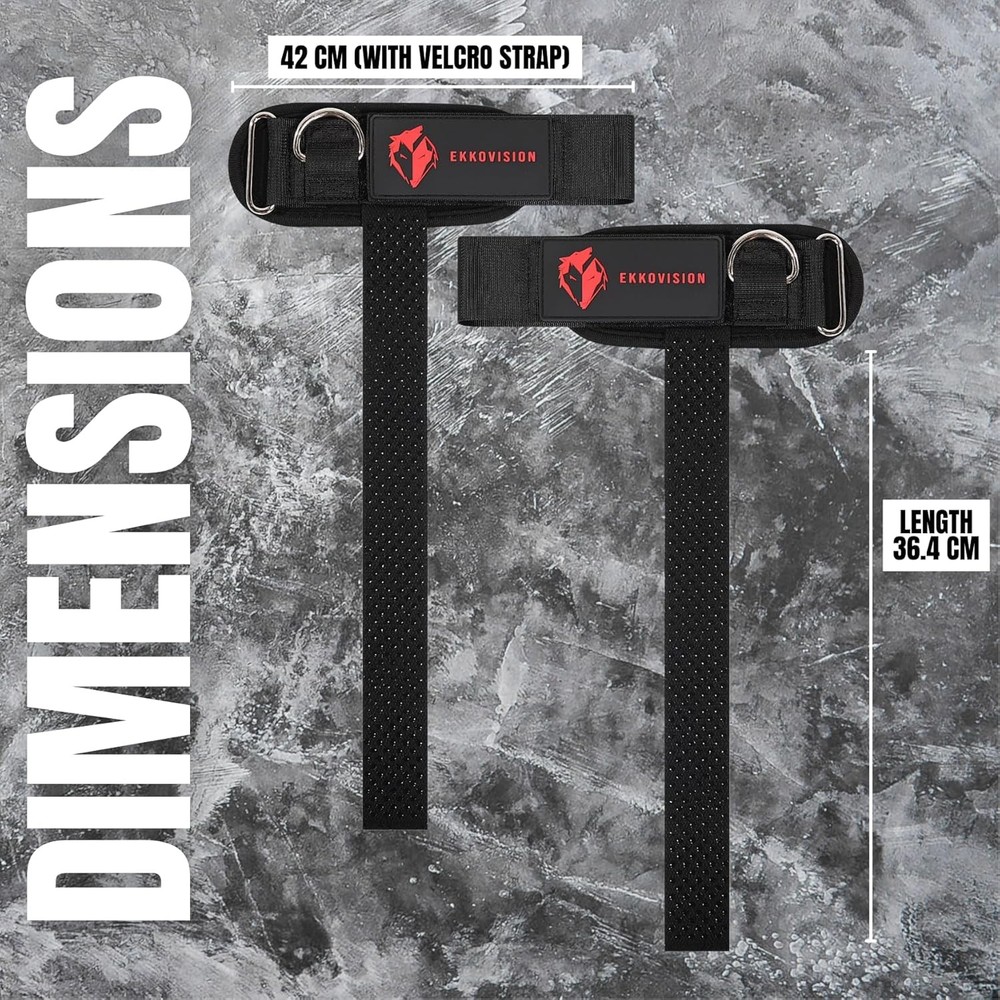 Ekkovision Weight Lifting Straps With Cuffed D Ring, Wrist Support for PHASE3