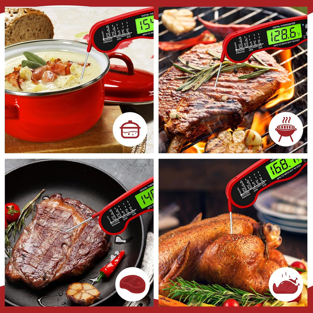 Digital Meat Thermometer Instant Read Waterproof Probe Grill BBQ Kitchen Tool