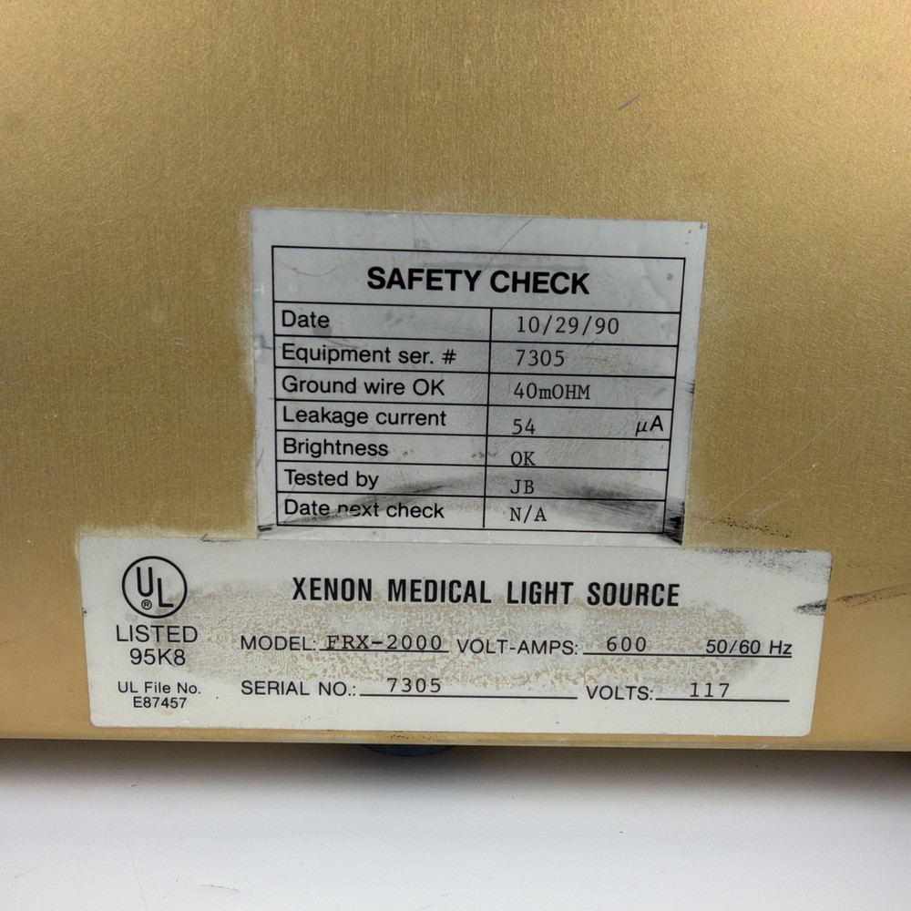 WECK FRX-2000 Wecklite 300 Xenon Medical Light Source – Untested