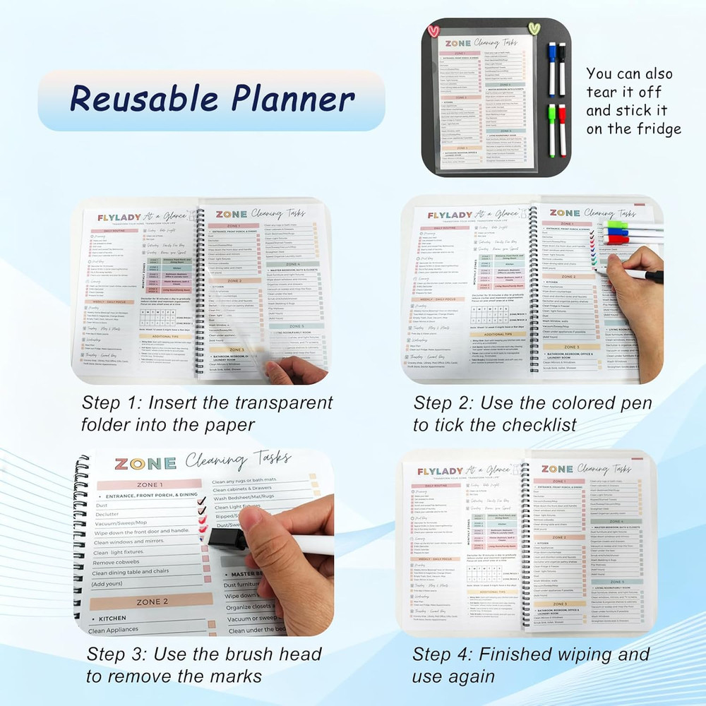 Adhd Cleaning Planner, Reusable Cleaning Schedule and Checklist Organizing Plann
