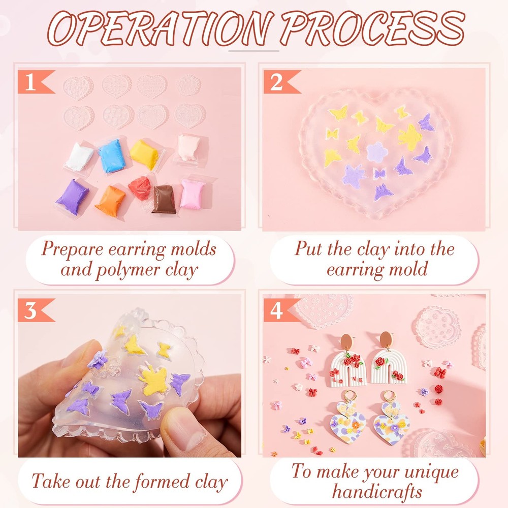 16 Pcs Spring Small Flower Polymer Clay Molds for Earring Making, Mini 3D Sil...