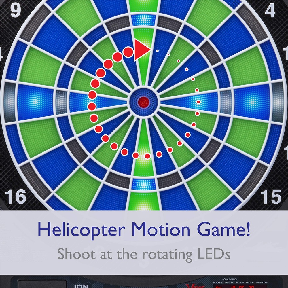 Viper Ion Electronic Dartboard, Illuminated Segments, Light Based Games, Green