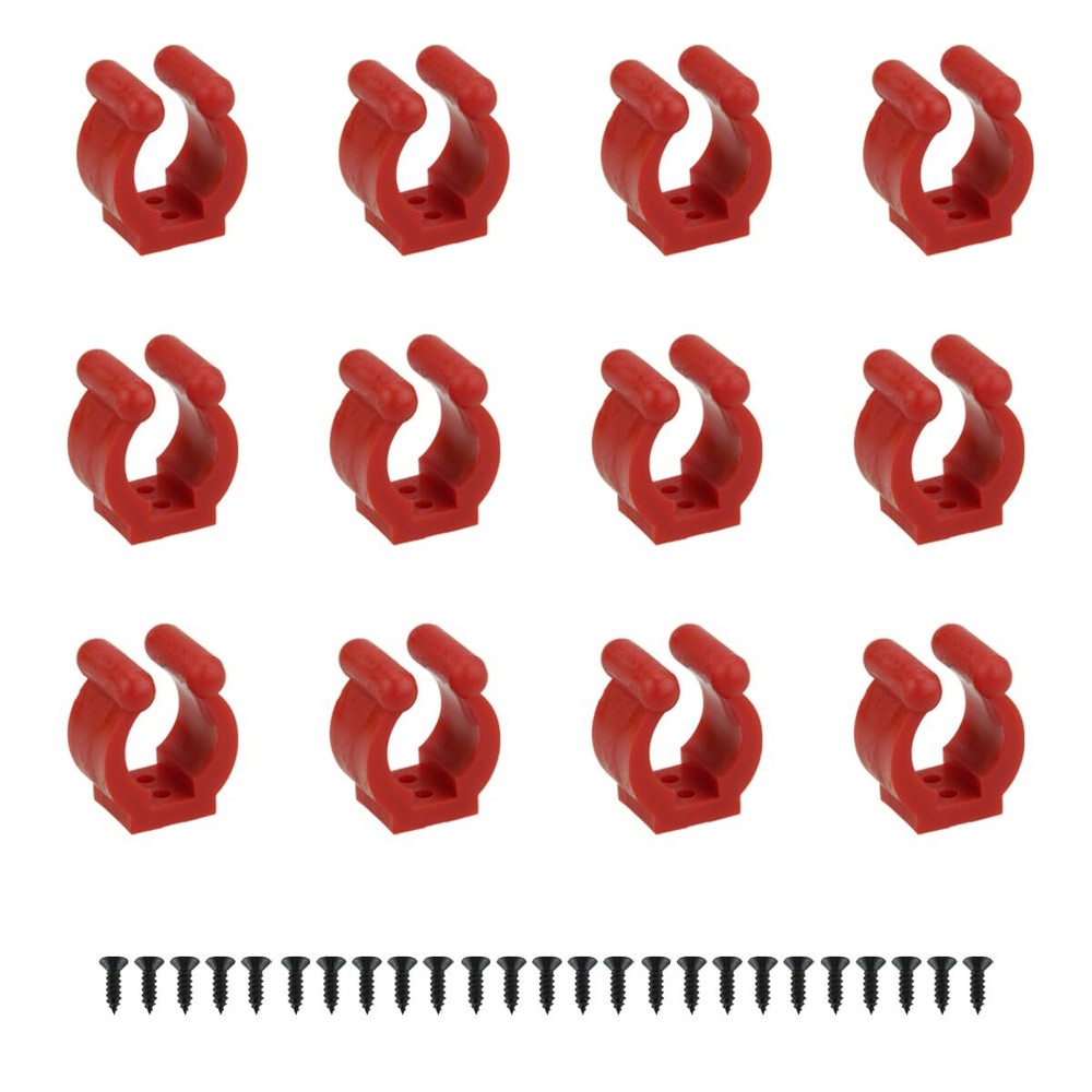 Red Fishing Rod Clips 24 - Plastic Surface Mount Holders