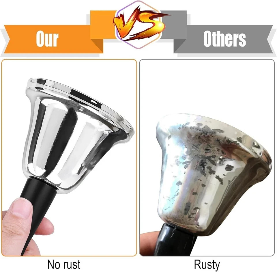 2 Pack Hand Bell Silver Steel Bell Ringing Bell with Handle Dinner Bells for Ins