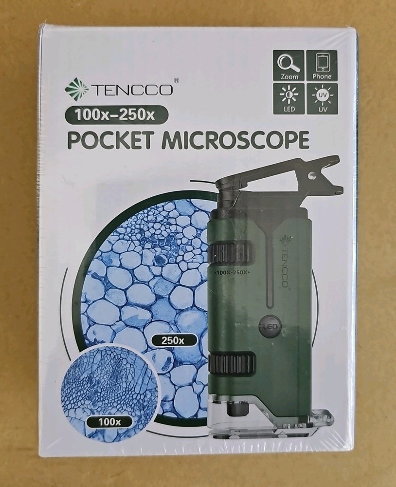 NEW SEALED Tencco Pocket Microscope 100x-250x