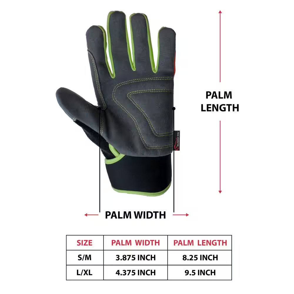 L/XL Reflect Pro Gloves, High Visibility Hook and Loop Wrist Strap (2-Pair)