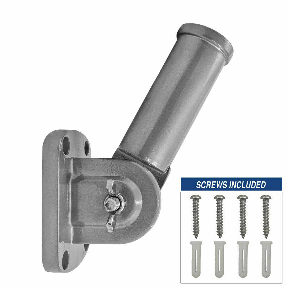 Adjustable Flag Pole Bracket Silver Aluminum Wall Mounted FlagPole Bracket