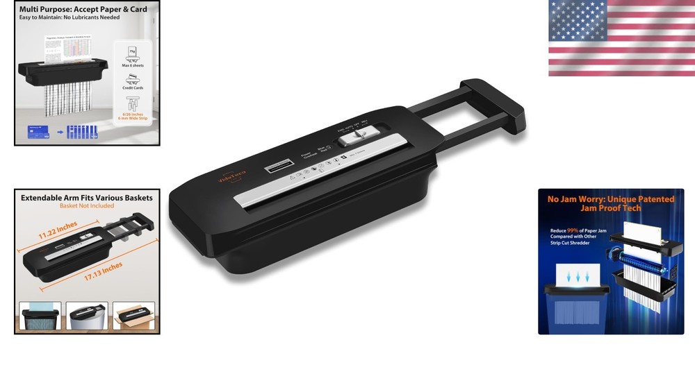 Lightweight Document Shredder with Extendable Arm - Perfect for Home Office