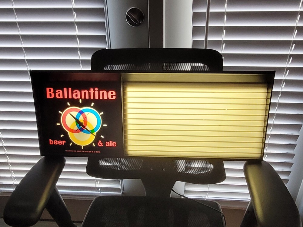 Ballantine beer lighted clock. Works.
