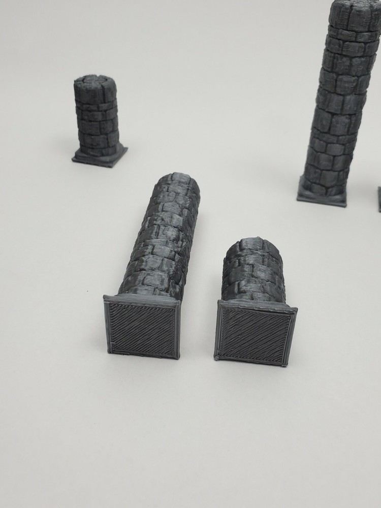 Openforge Dungeon Stone Pillars Round Tiles 3D Printed