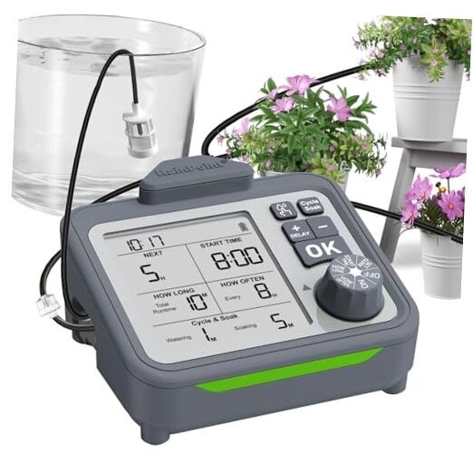 Large Display Automatic Plant Waterer Indoor for Pot Plants,Cycle & Soak Gery