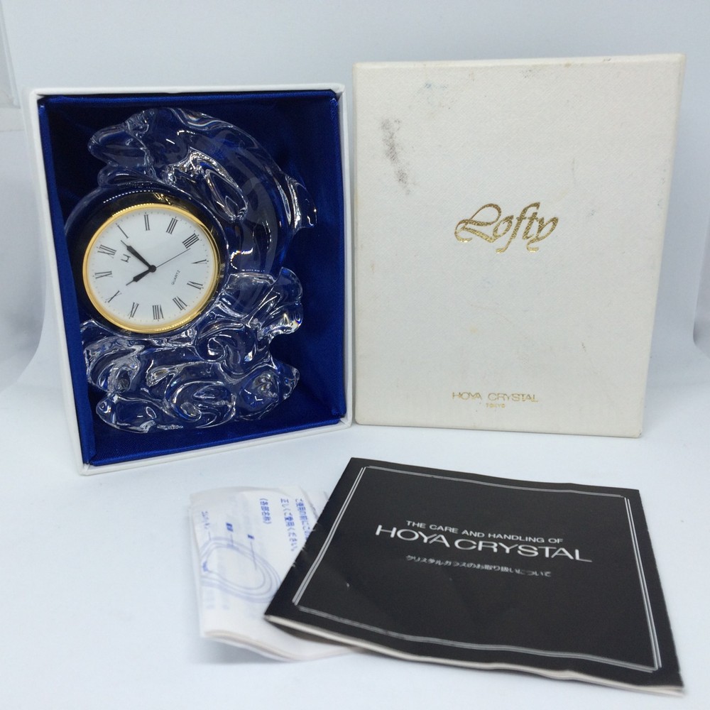 W877 HOYA Crystal Dolphin Clock, Retro Table Clock