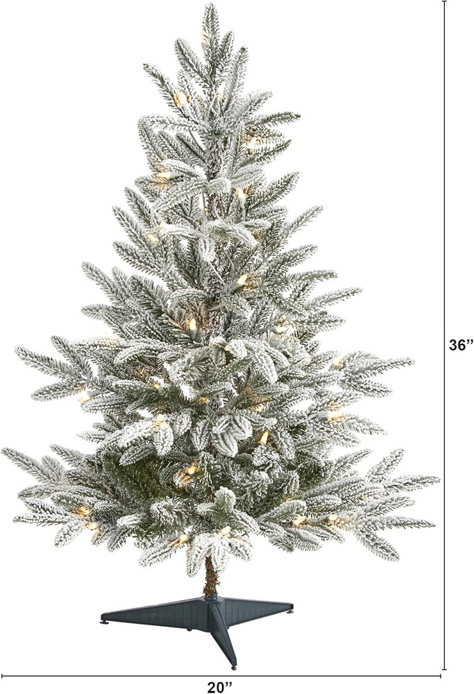 3FT Flocked Manchester Spruce Tree with 50 Lights & 133 Bendable Branches