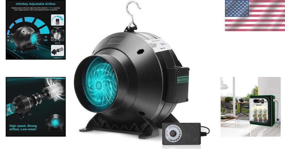 Powerful 4" Inline Duct Fan - 190 CFM, Safe and Durable for Ventilation Needs