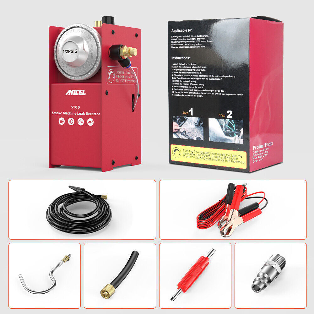 12V Spark Plug Tester Dual Hole Analyzer & EVAP Smoke Machine Diagnostic Tool