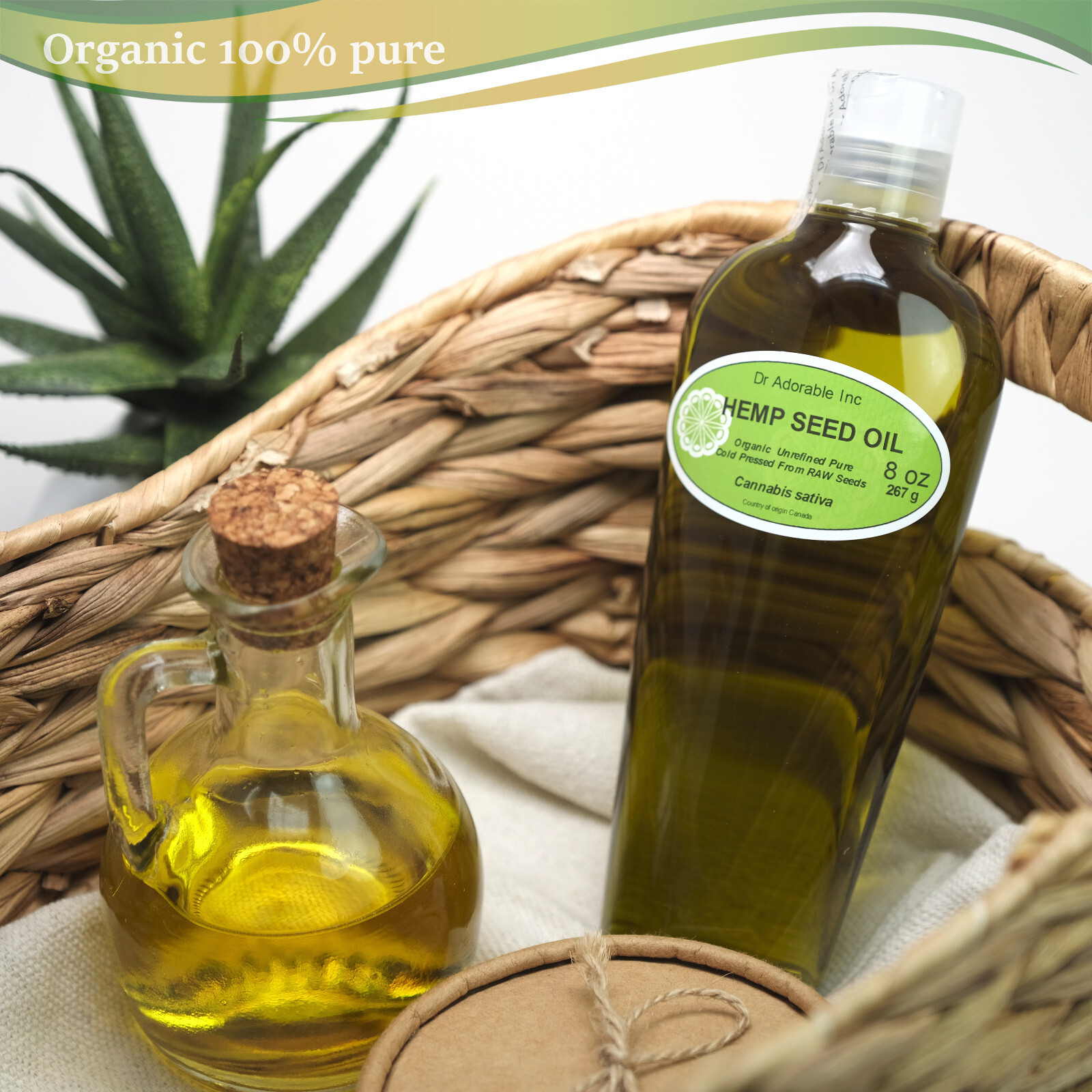 PURE RAW HEMP SEED OIL ORGANIC, COLD PRESSED VIRGIN 2 4 8 16 36 oz- Gallon