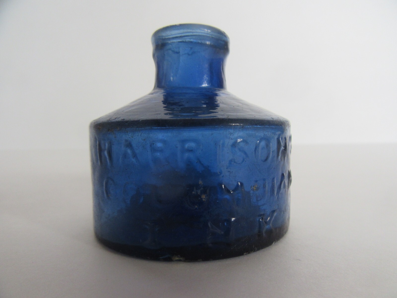 RARE Antique 1850's Harrison's Columbian Ink Cobalt Inkwell Bottle, Pontil