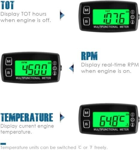Multi-Function Meter with Temperature Hour Backlight Design Waterproof Meter