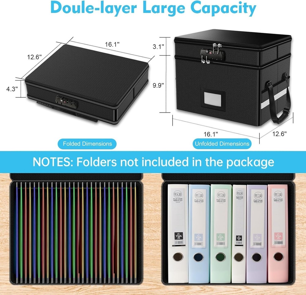 Large Capacity Fireproof Document Box Lockable Portable Safe Water Resistance