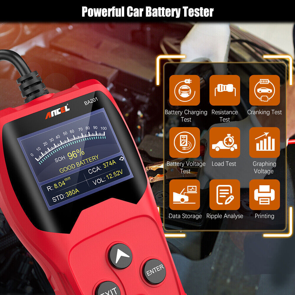 12V Battery Load Tester Auto Digital Analyzer Alternator Cranking Charging Test