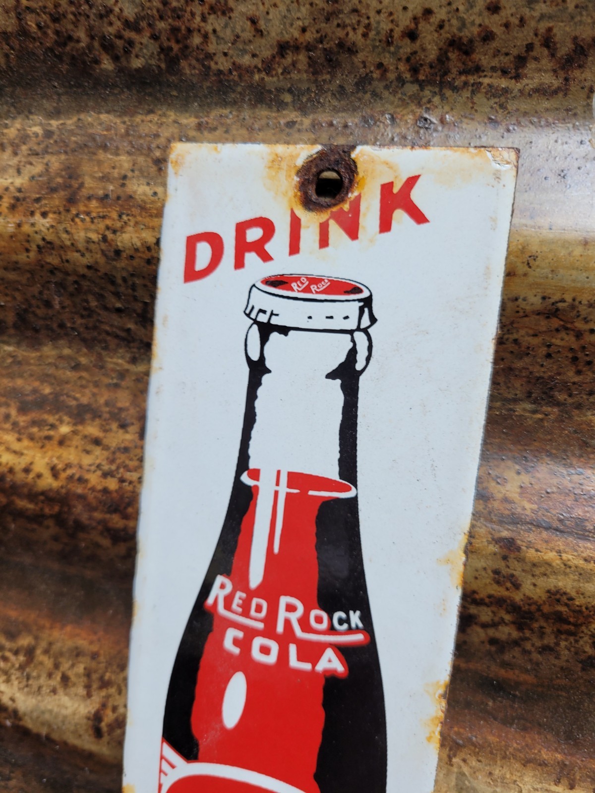VINTAGE RED ROCK COLA PORCELAIN SIGN OLD BEVERAGE SODA DRINK GENERAL STORE FOOD