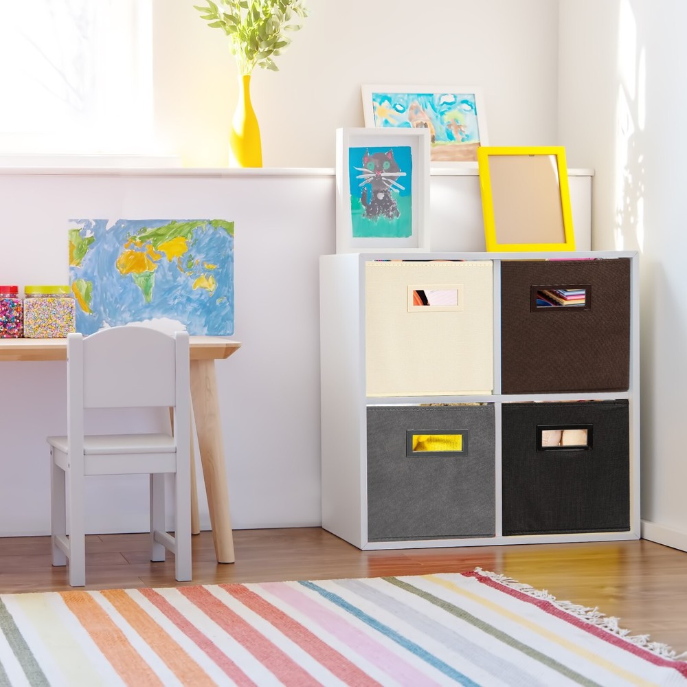 Superio Fabric Organizing Bin, 11" Brown Fabric Cube 6-Pack