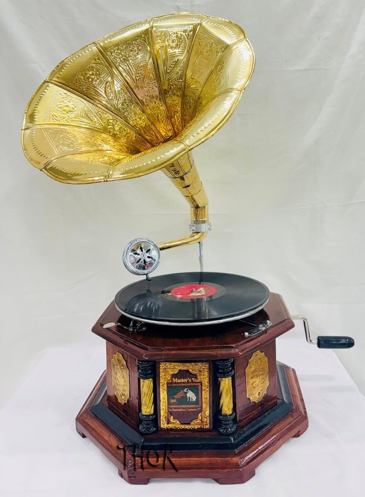 Vintage HMV Gramophone Fully Functional Working Phonograph, win-up record player
