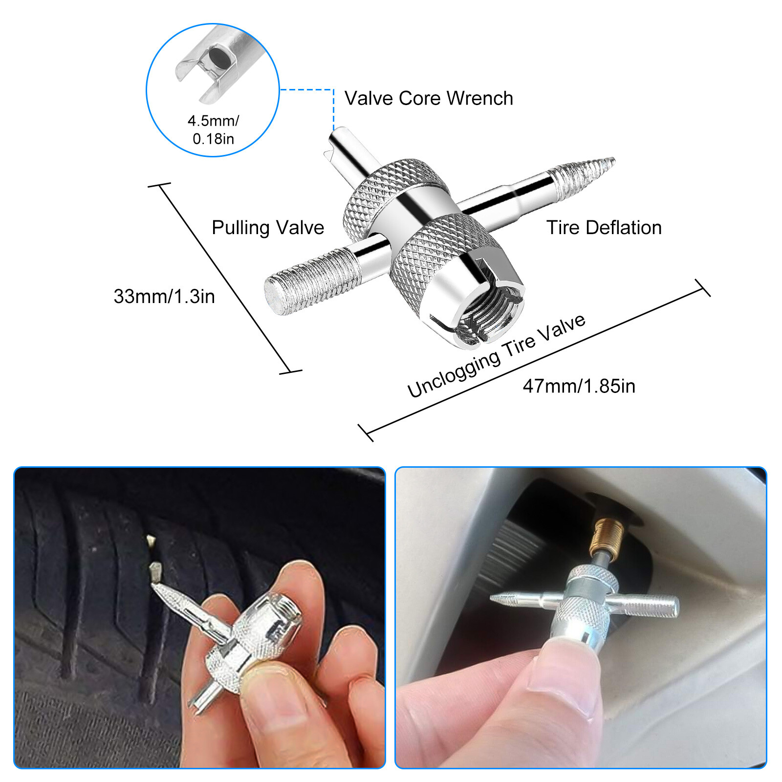 Tire Valve Stem Core Replacement Tool Kit TR413 Valve Core Remover Installer