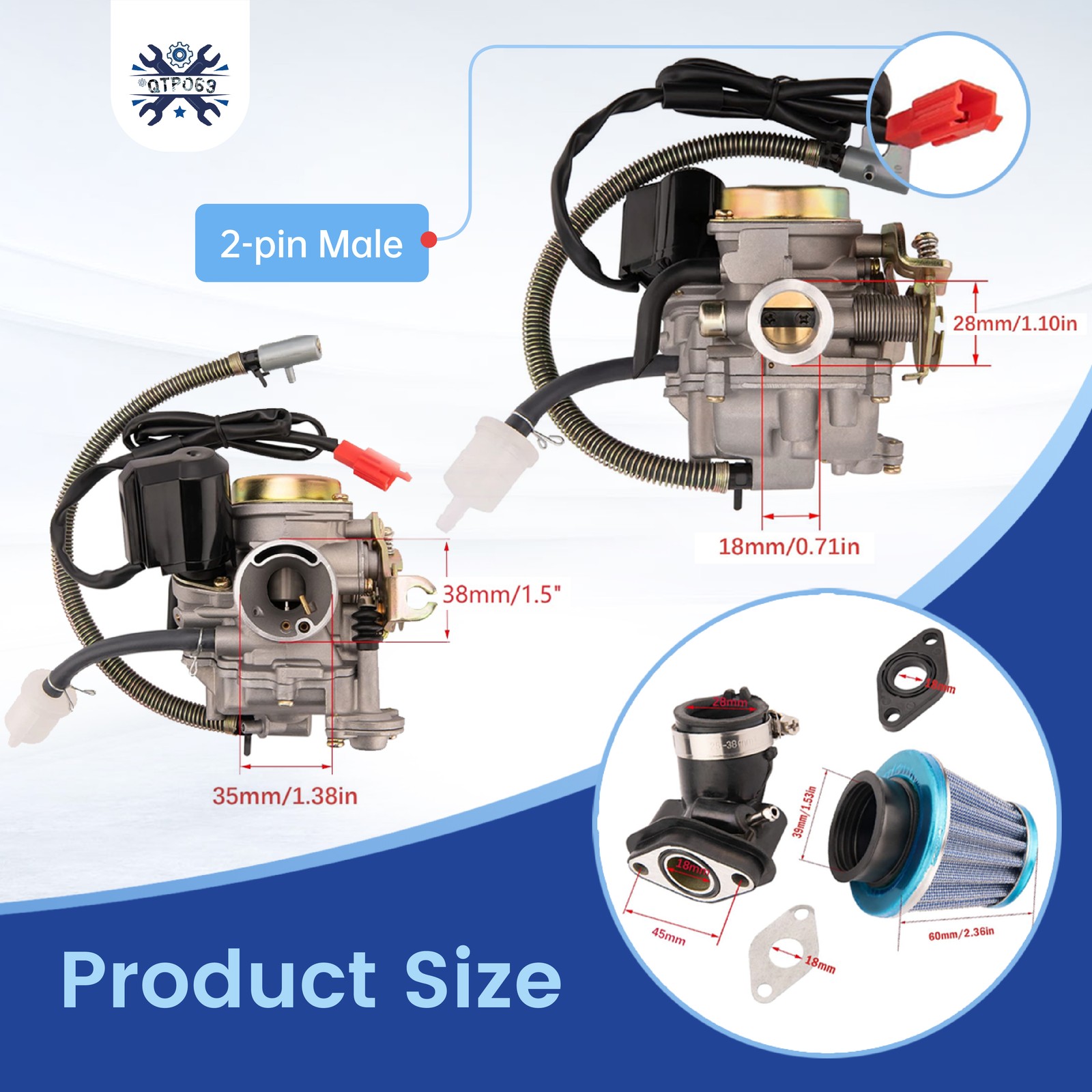 Scooter Carburetor For 50cc Chinese GY6 139QMB Moped 49cc 50cc SUNL BAJA TAOTAO