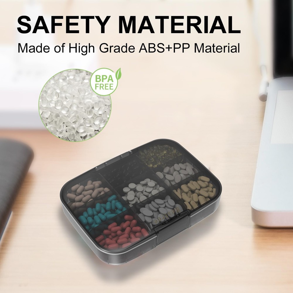 Restree Large Pill Organizer, Moisture Proof & Waterproof Extra Large, Black