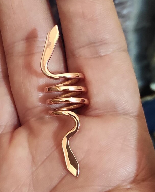 Solid Copper Minimalist Healing Ring Handmade Unisex Thumb Ring, Snake Ring