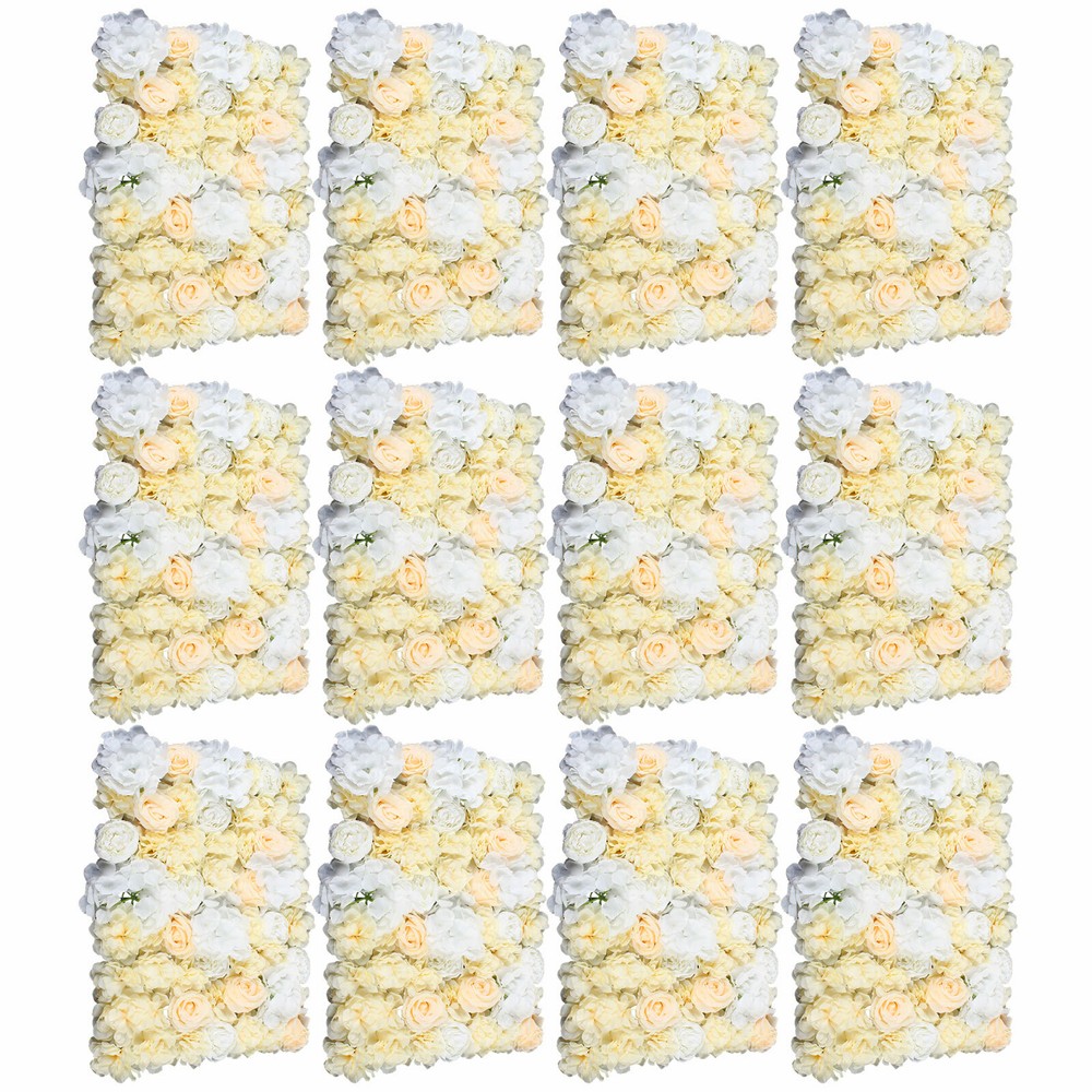 12Pcs Artificial Rose Hydrangea Flower Wall Panel for Wedding Party Decor