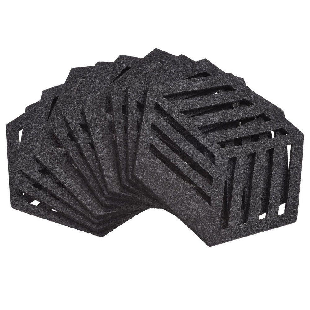 Felt Coasters 12pcs Hexagonal Mat Tampons, Dark Grey
