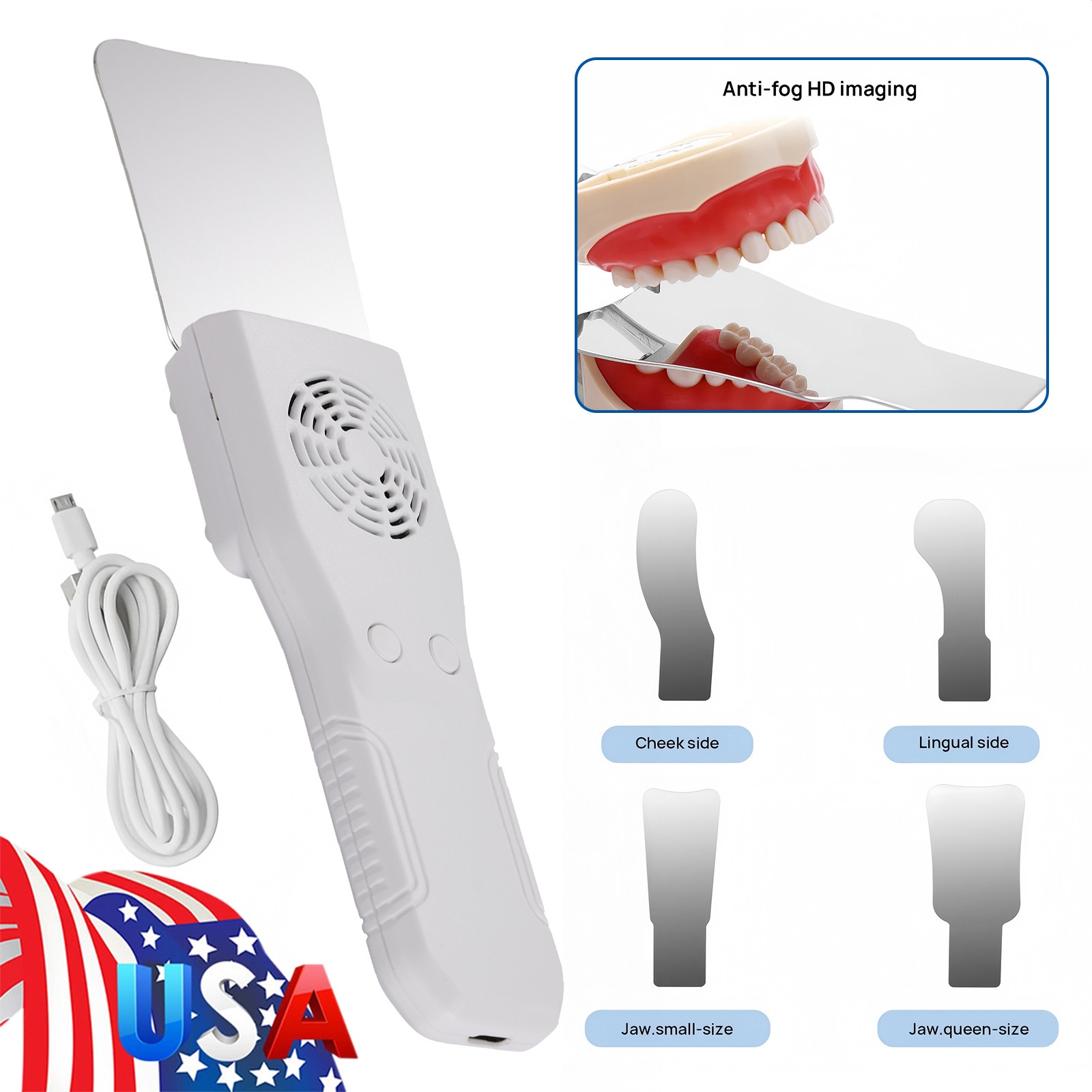 Dental Occlusal Mirror Fog Free LED Intra Oral Photo System 4 Mirrors Anti-Fog