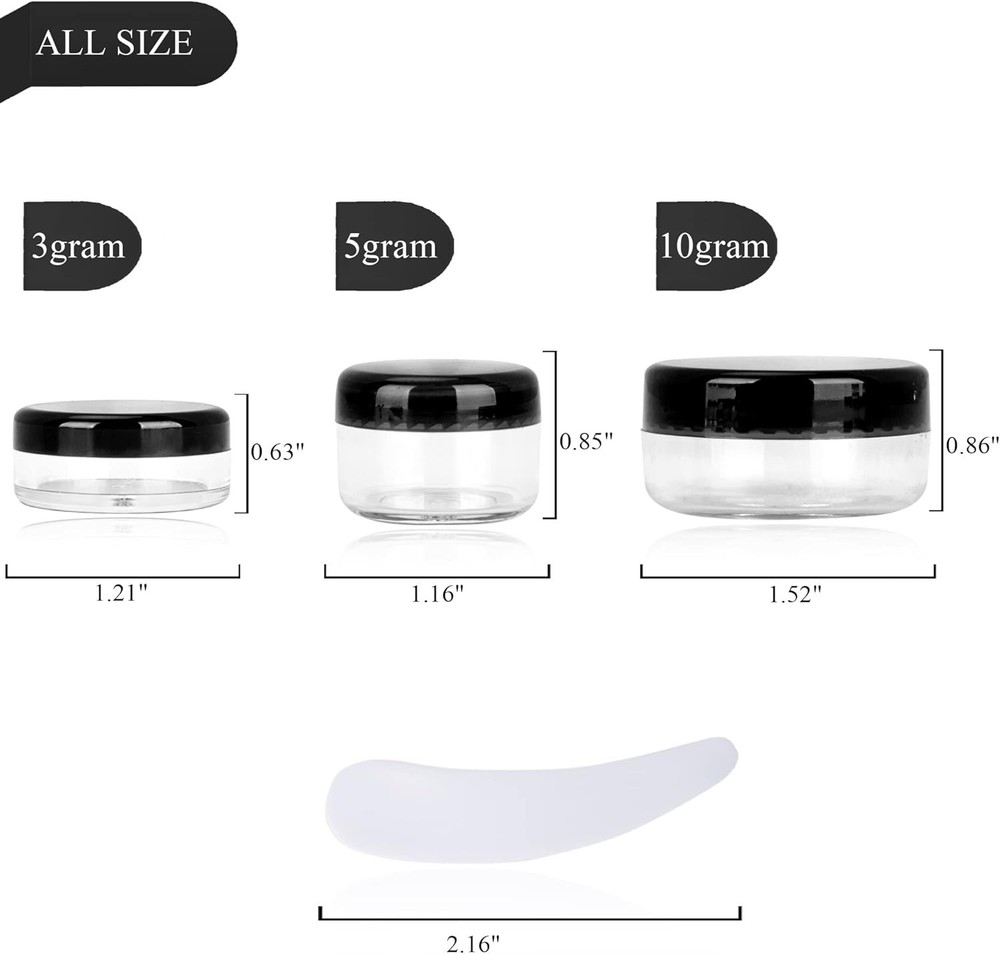 Mini Sample Containers with Lids, Empty Jars, 3 Gram, 50 Pack