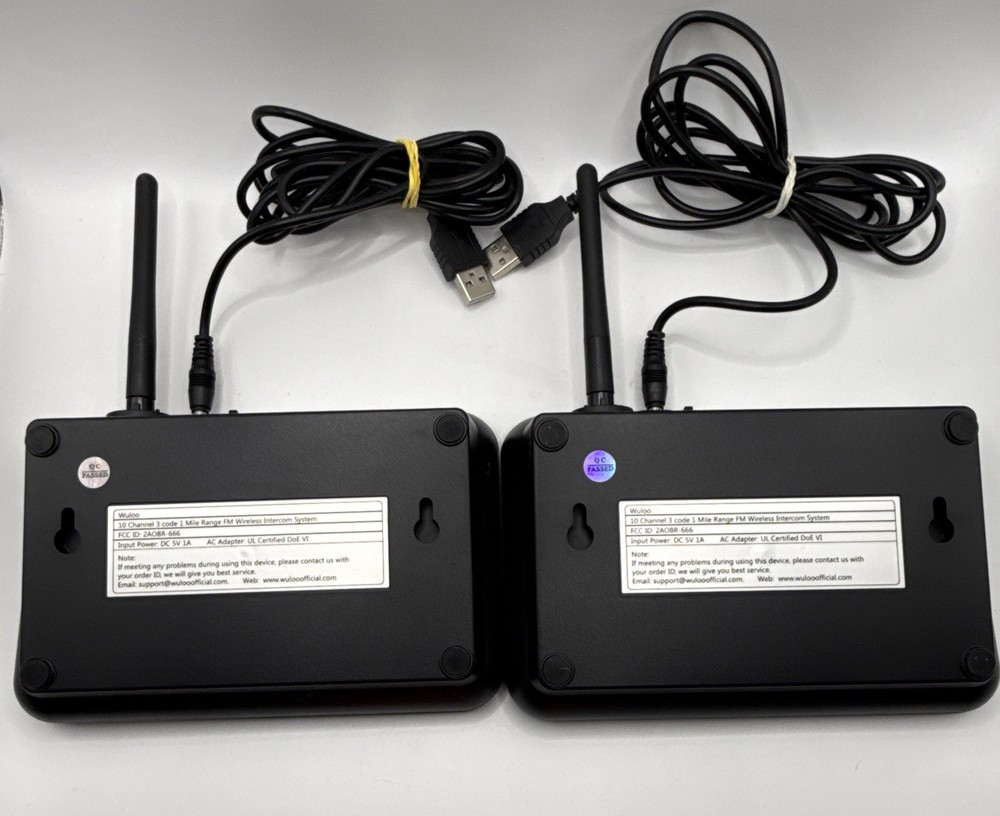 Wuloo FM Wireless Intercom System 2-Pack 1 Mile Range 10 Channels