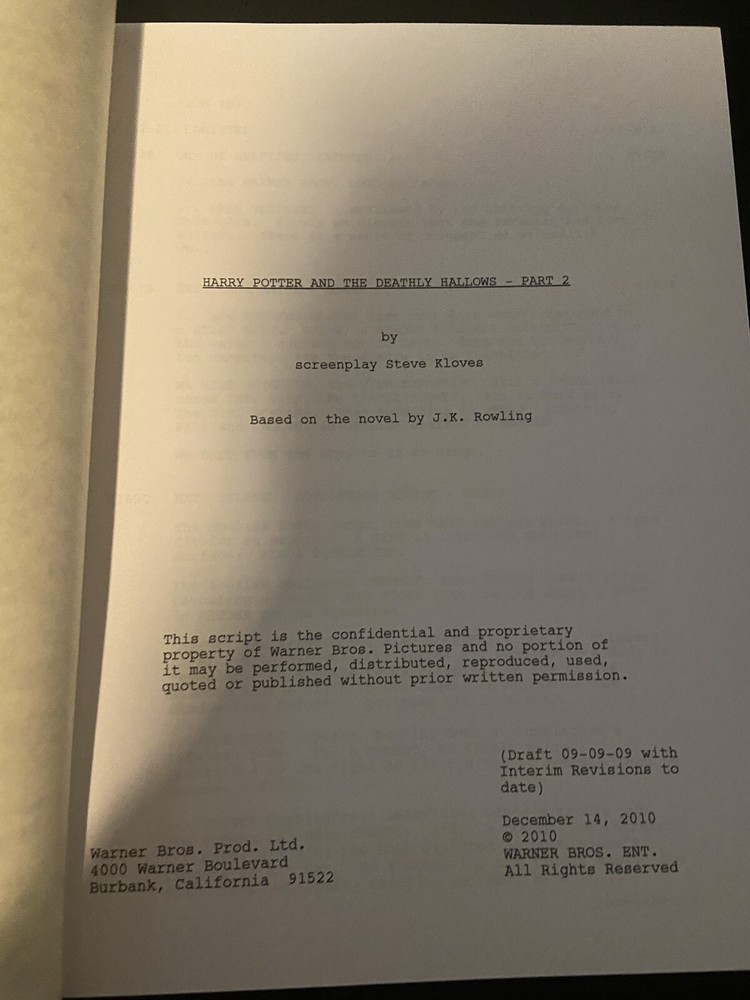 Warner Bros.™ HARRY POTTER SERIES Complete Collection SCREENPLAY Full Script Set