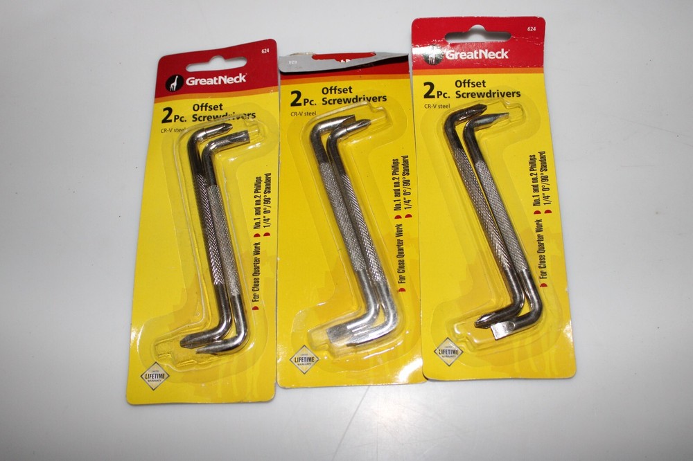 3 packs Great Neck 624 offset Screwdriver Set 2 pc