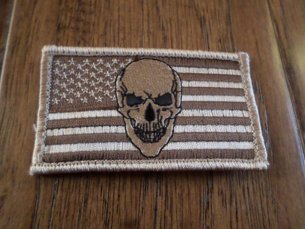 U.S AMERICAN FLAG HAT WITH SKULL EMBROIDERED BALL CAP HOOK & LOOP PATCH