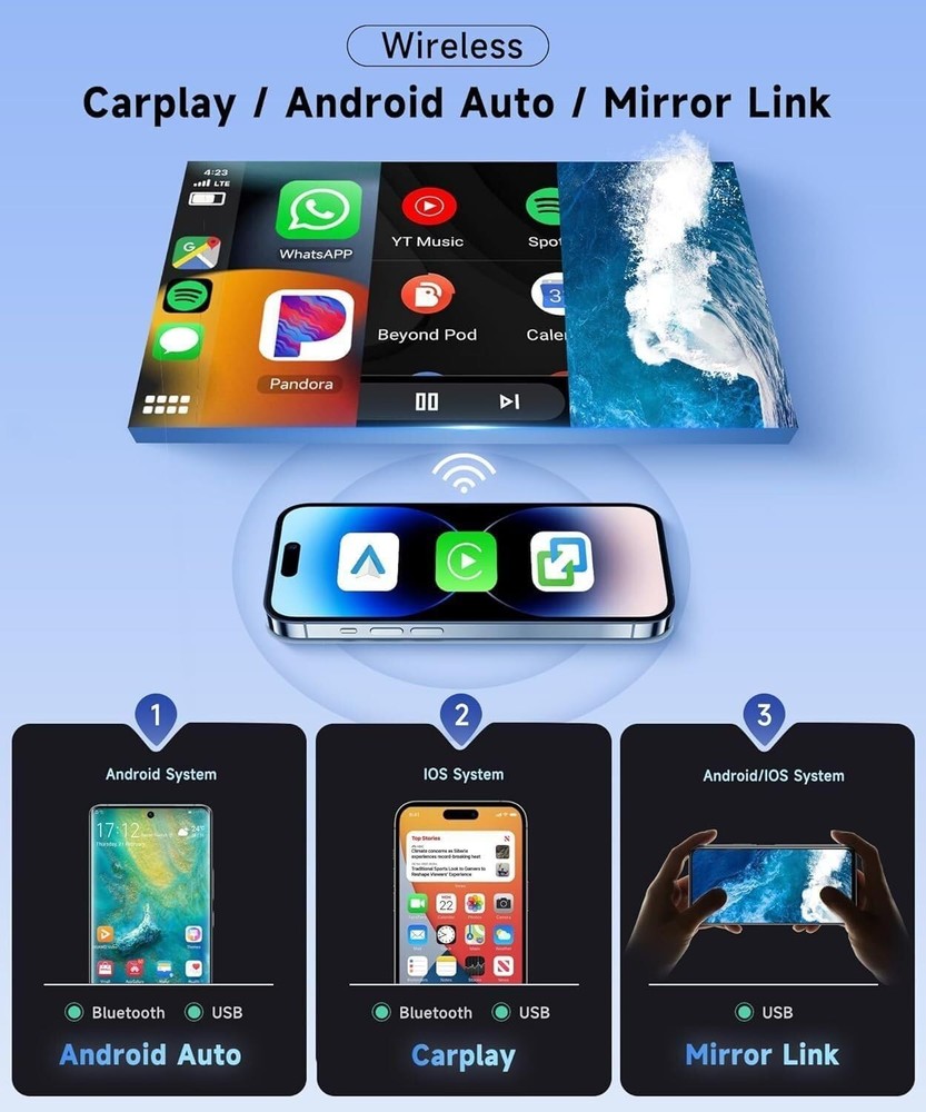 Double Din Car Stereo 2G+64G 10" Touchscreen Transit Custom Carplay Android Auto