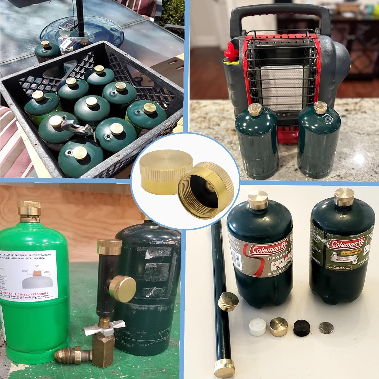 12 PACK 1LB Gas Refill Propane Bottle Cap Tank Threaded Valve Covers Solid Brass