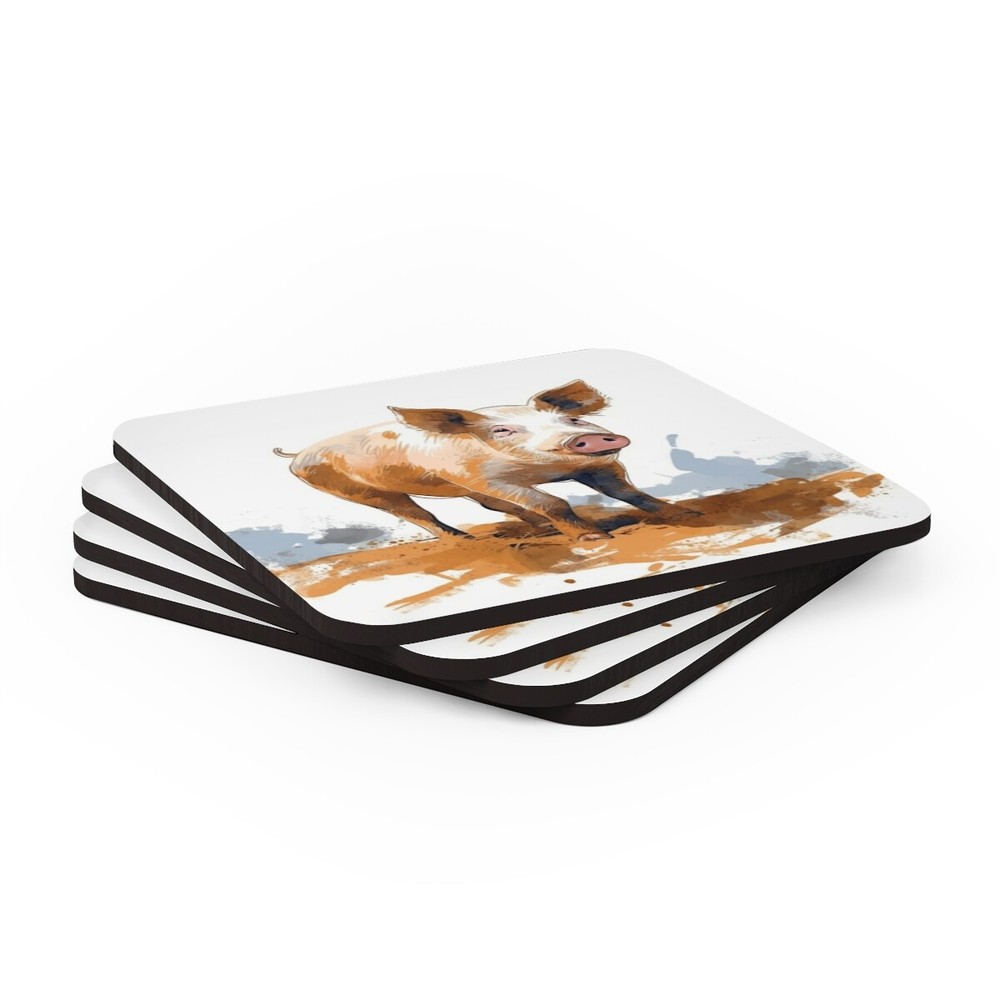 Rustic Pig Cork Coaster Set | Simply Rustic Collection