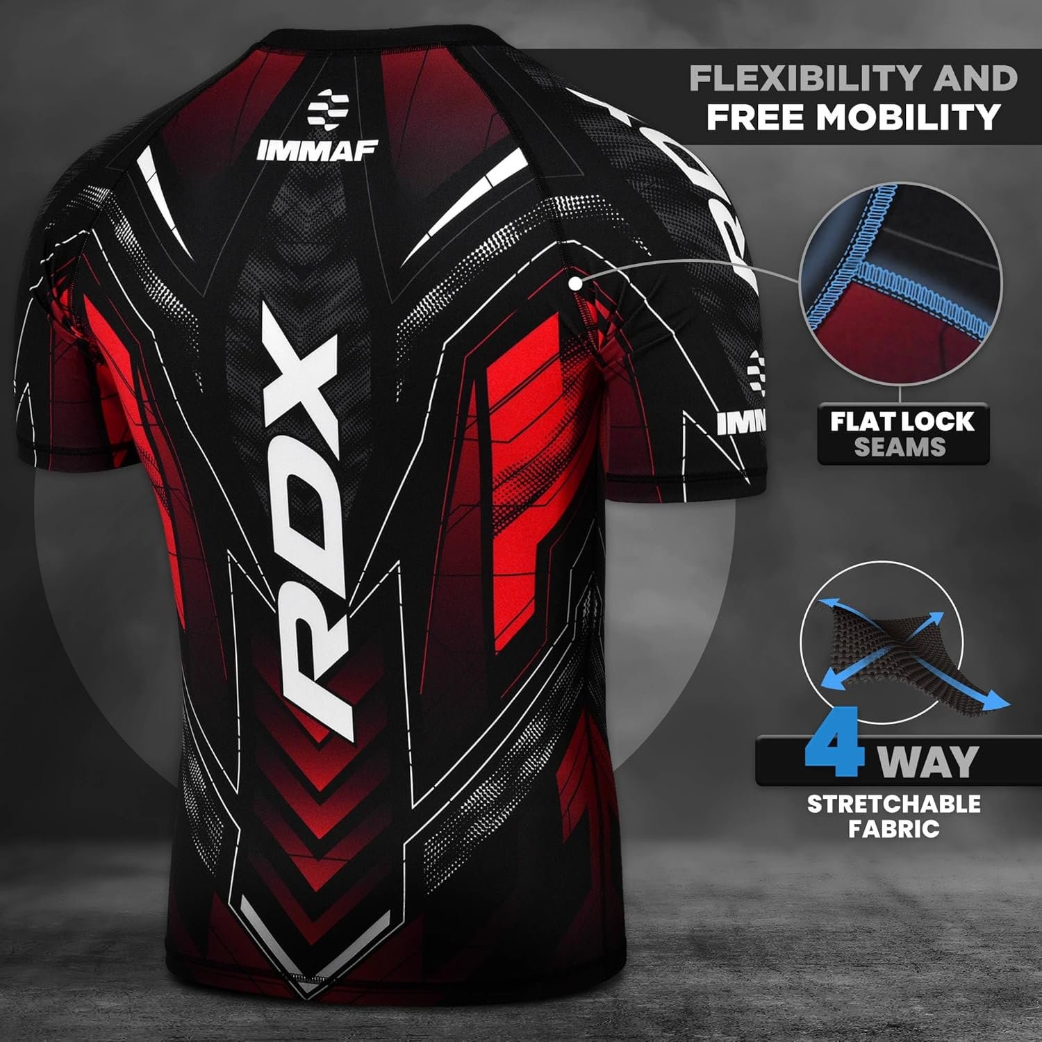 RDX IMMAF Approved Half Sleeves Compression T-Shirt Athletic Flexible Men Shirt