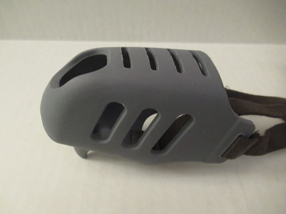 Dog Muzzle - Silicone - Small Breed Dogs - Adjustable Head Strap - Grey - Small