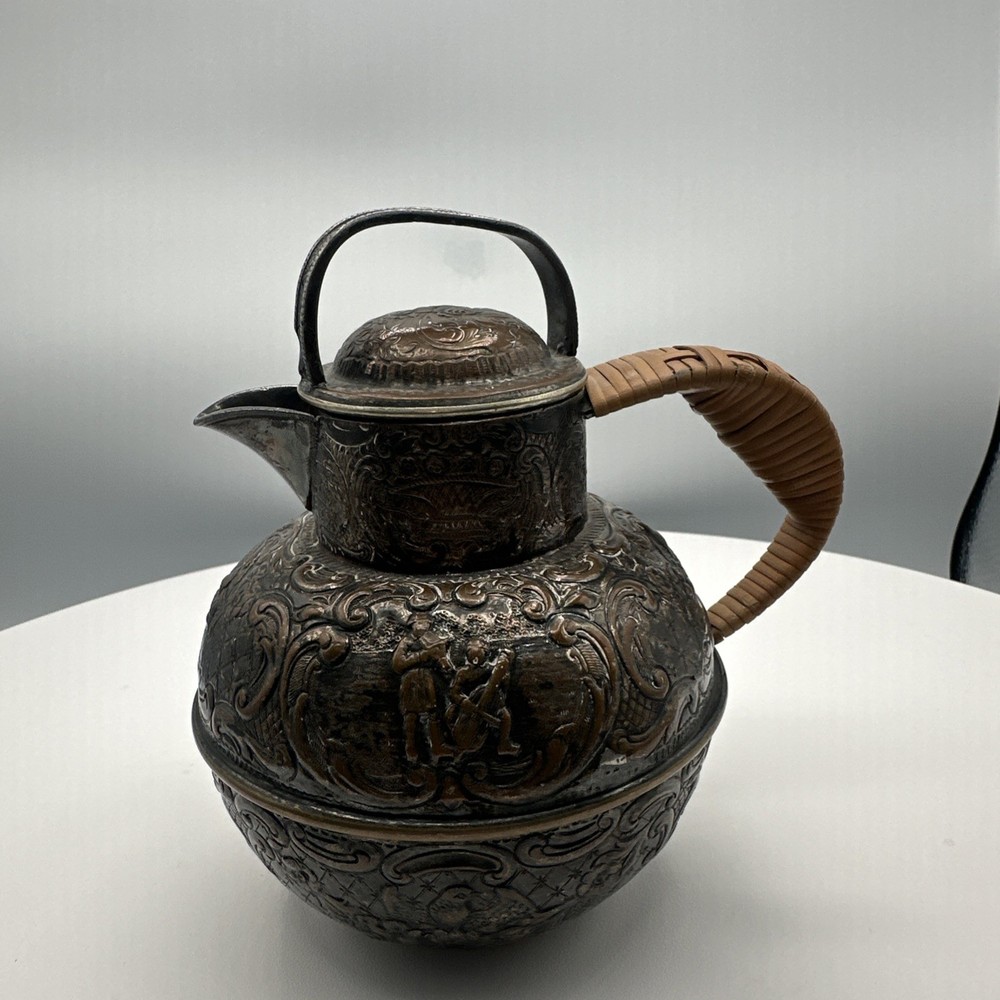 Antique E.G. Webster & Sons Repoussé Silver Plate Pitcher Figural Thermos