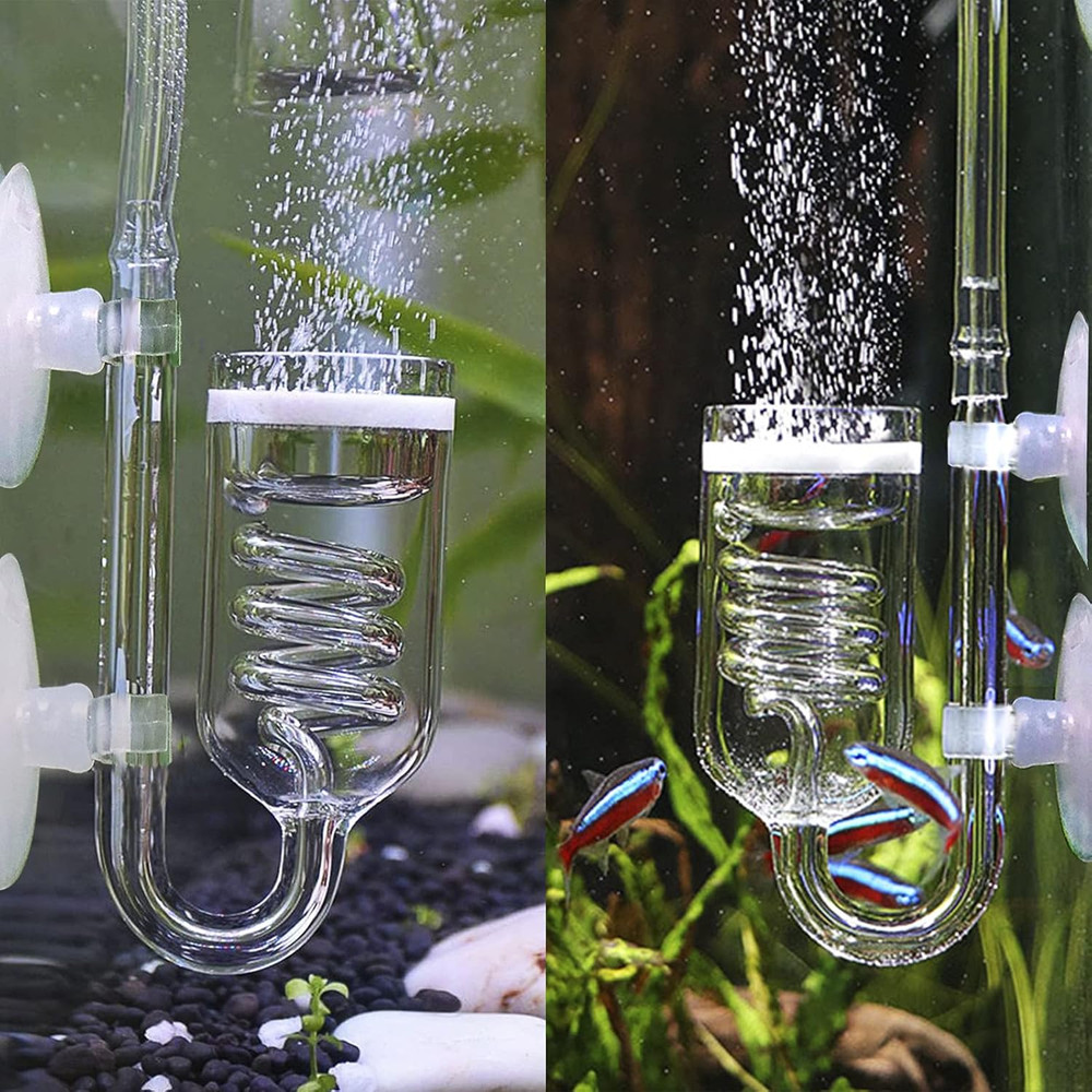 CO2 Diffuser Aquarium Glass Spiral CO2 Atomizer Diffuser Bubble Counter Check wi